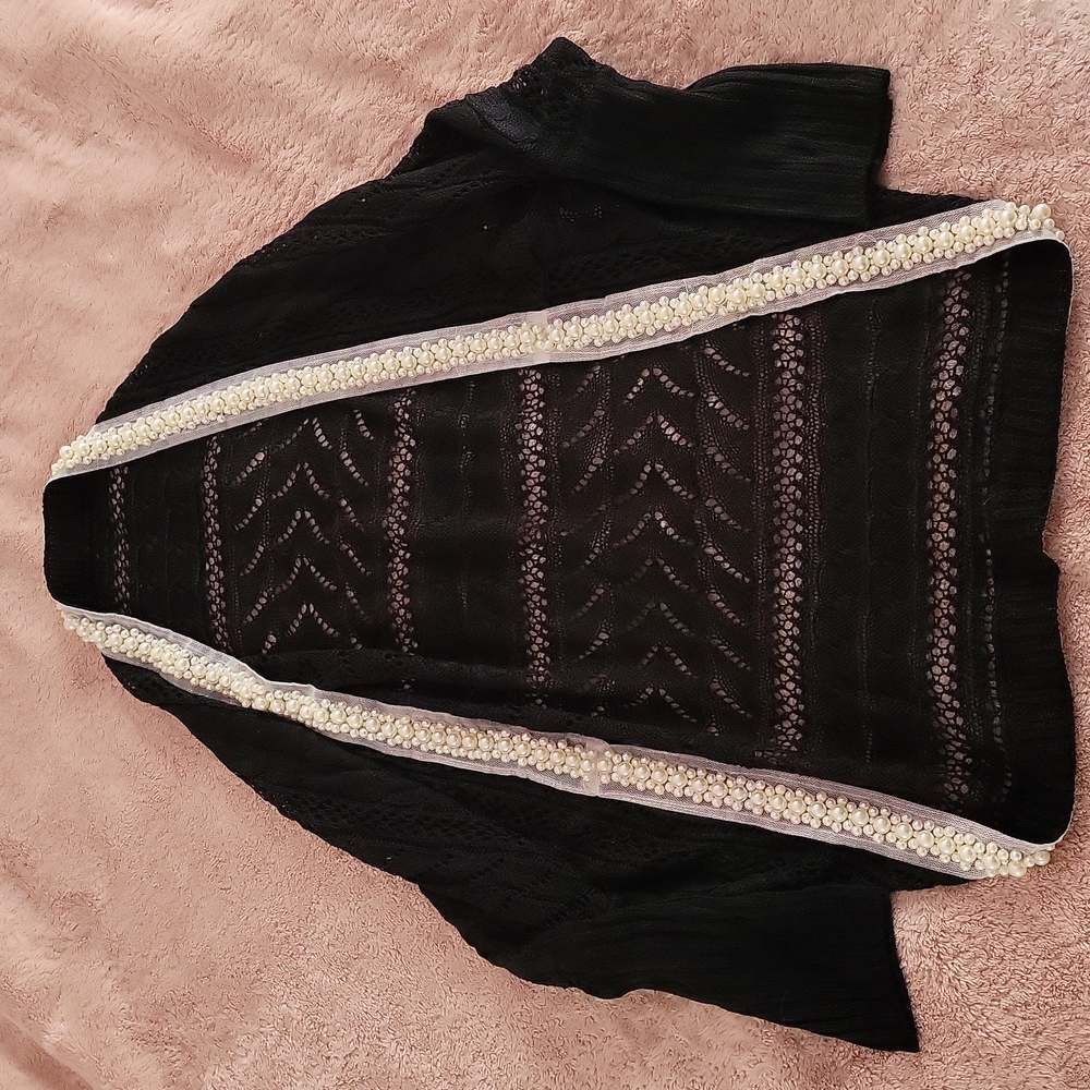 Knit Pearl Lined Batwing Cardigan